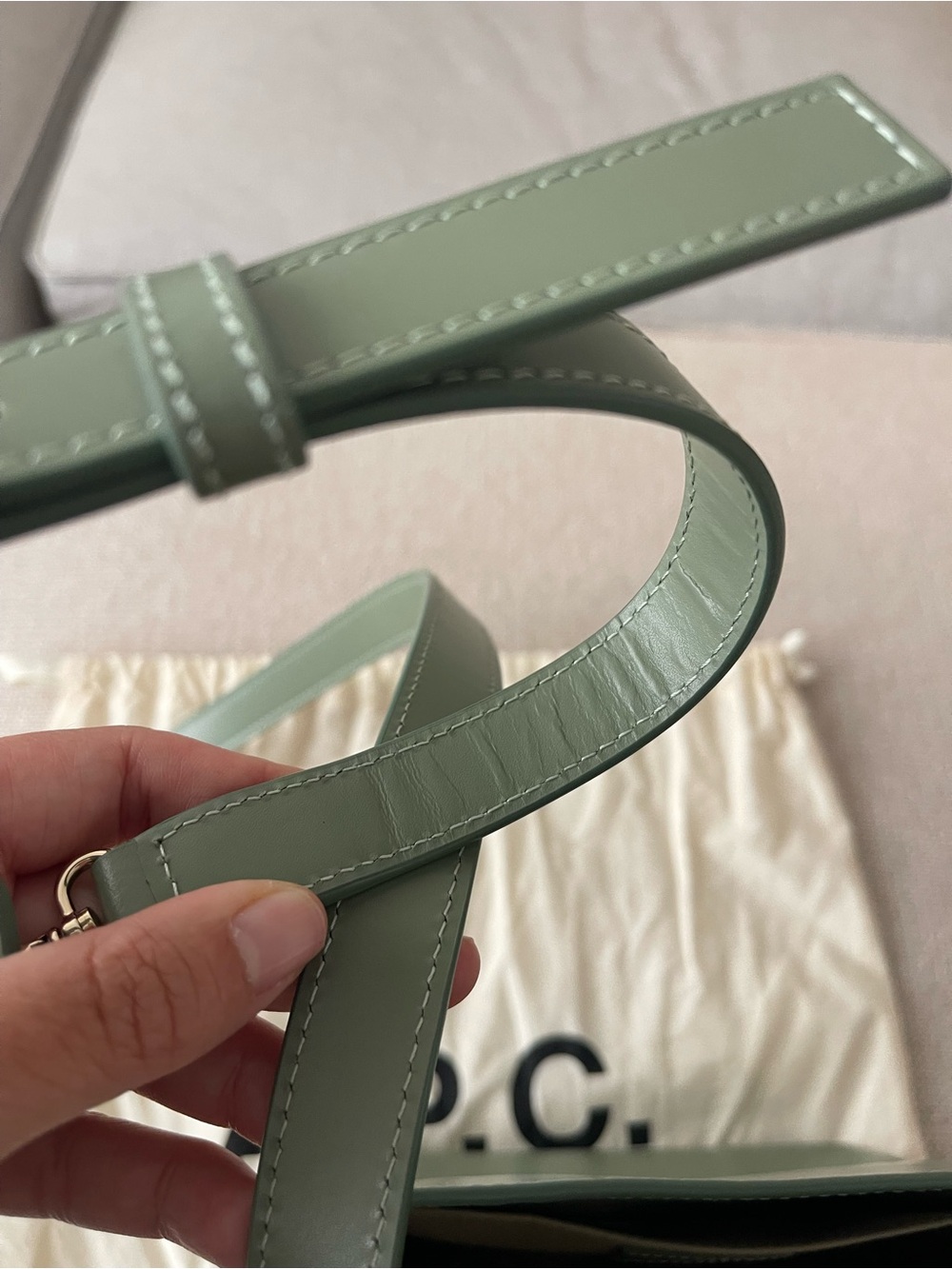 APC Virginie Small Bag in Almond Green - Picture 7 of 10